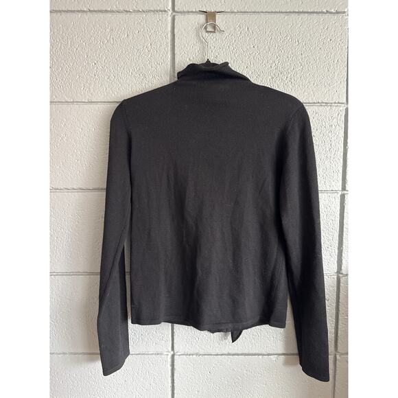 Vintage Y2K Women's DKNY 100% Wool Ruffle Front Sweater Whimsigoth Witchy sz M - Picture 3 of 3